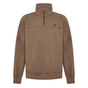 Timberland Mens Embroidered Logo Quarter Zip Sweatshirt / Chocolate Chip